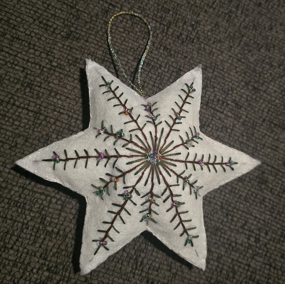 Handmade Embroidered Star Ornament